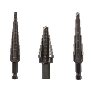 IRWIN Unibit High-Speed Steel Fractional Self-Starting Step Drill Bit Set, #1, #2 And #3 (10502ZR)