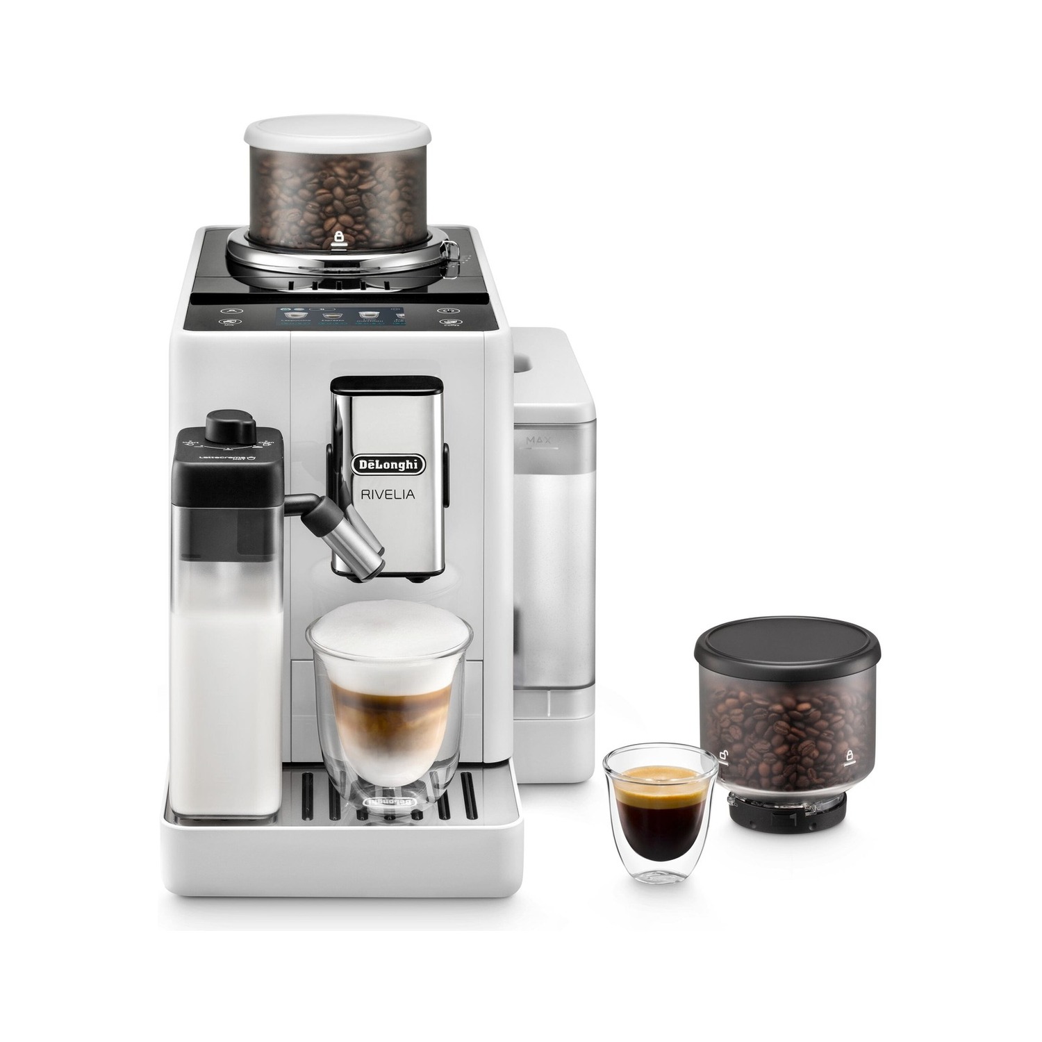 DeLonghi EXAM44055W Rivelia espresso machine white — Máquina de Espresso DeLonghi EXAM44055W, cafetera superautomática DeLonghi Rivelia