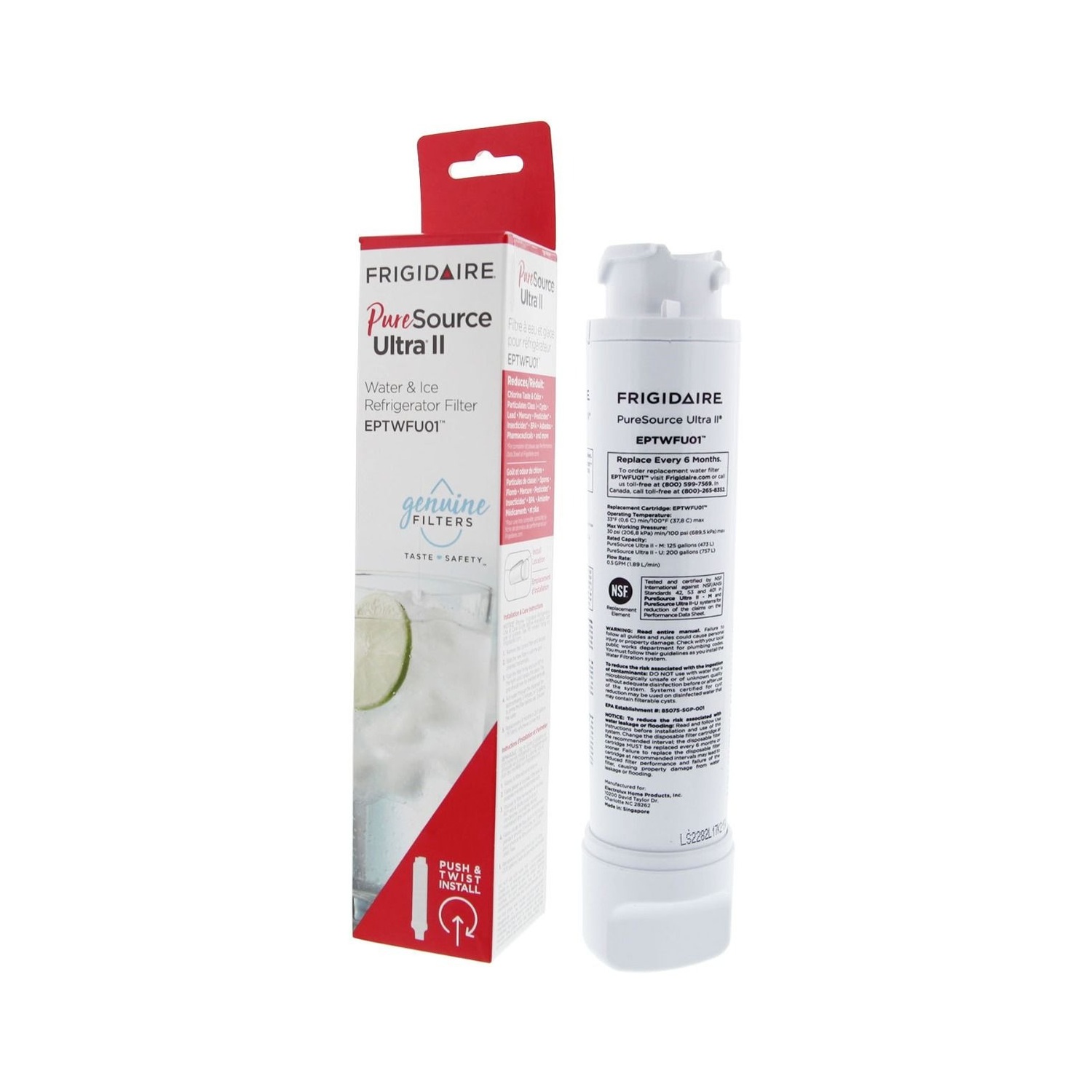 Frigidaire EPTWFU01 PureSource Ultra II refrigerator water filter — filtro de agua para refrigerador Frigidaire EPTWFU01
