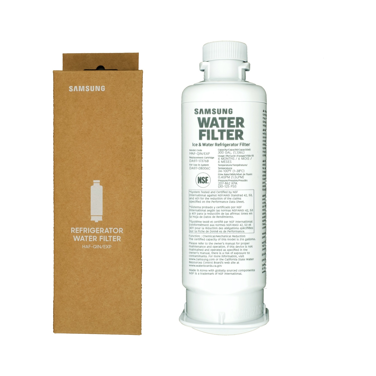 Samsung DA97-17376B HAF-QIN/EXP refrigerator water filter — filtro de agua Samsung DA97-17376B para refrigerador