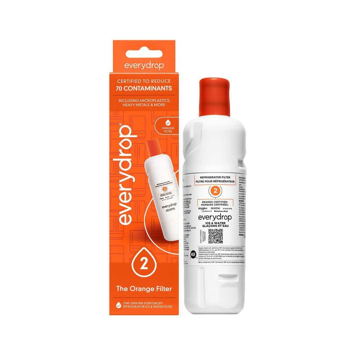 everydrop EDR2RXD1 refrigerator water filter — Orange Filter, box and cartridge (Filter 2)