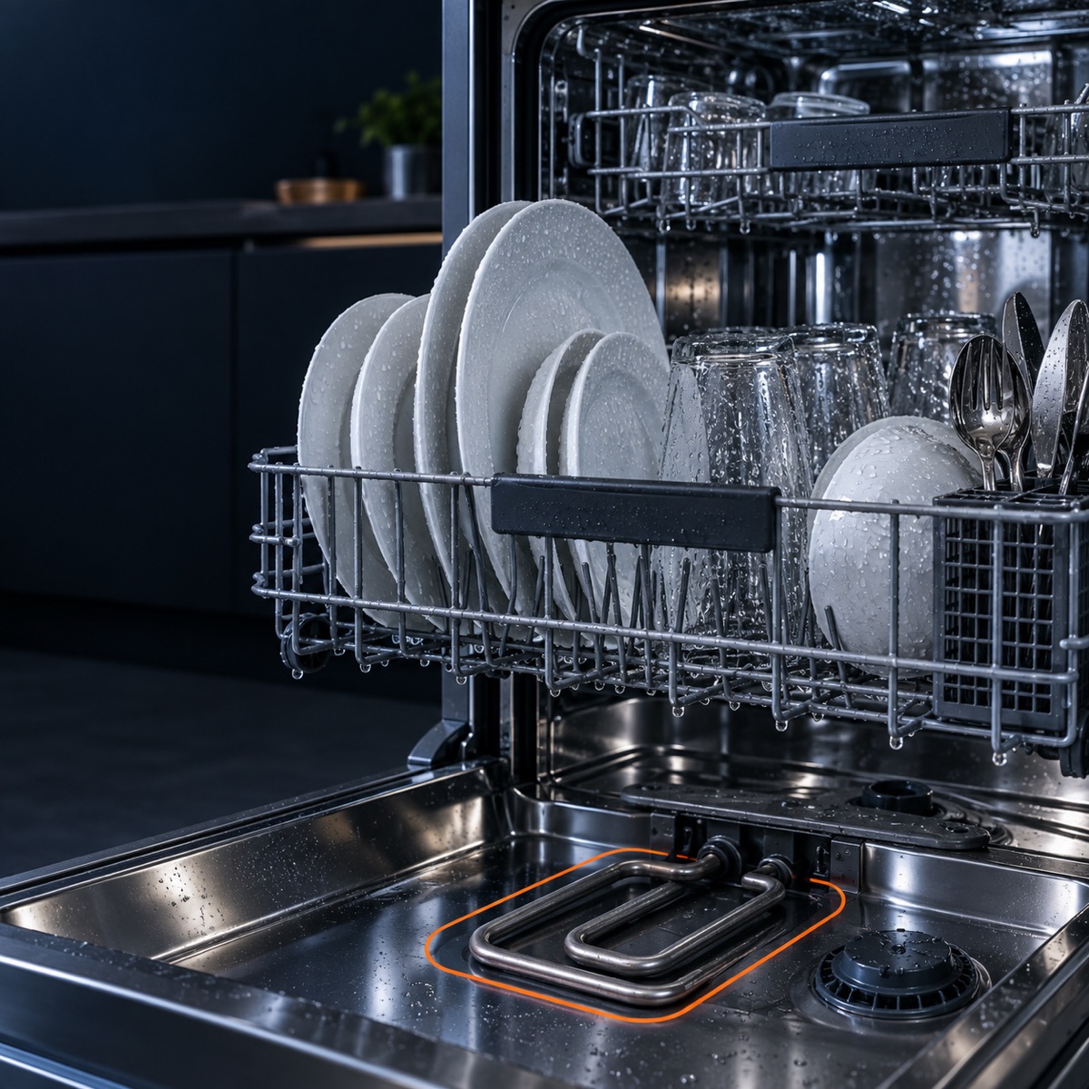 dishwasher not drying dishes - wet dishes and heating element